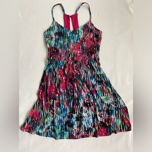 Self Esteem Multicolor Black, Pink, Blue, Green, Yellow Vertical Lines Dress